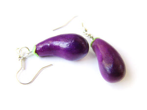 Eggplant Dangle Earrings - Sucre Sucre Miniatures