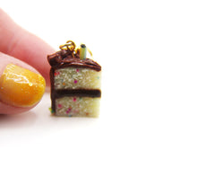 Load image into Gallery viewer, Classic Chocolate Frosted Birthday Confetti Cake Slice Charm