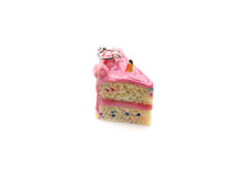 Load image into Gallery viewer, Classic Pink Frosted Birthday Confetti Cake Slice Charm, In Stock!