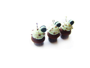 Cookies and Cream Tuxedo Cupcake Charm - Sucre Sucre Miniatures