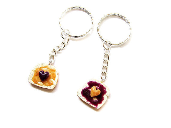 Peanut Butter and Jelly PBJ BFF Keychains Set - Sucre Sucre Miniatures