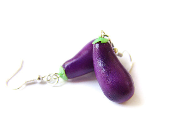 Eggplant Dangle Earrings - Sucre Sucre Miniatures