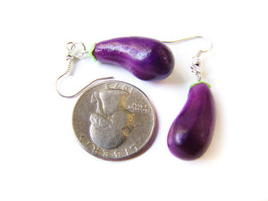 Eggplant Dangle Earrings - Sucre Sucre Miniatures