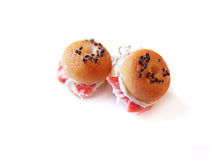 Load image into Gallery viewer, Salmon Bagel Earrings - Sucre Sucre Miniatures