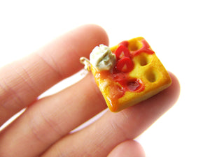 Strawberries and Cream Waffle Charm - Sucre Sucre Miniatures